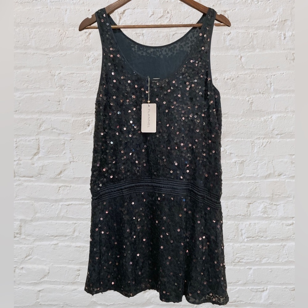 Flannel “All that glitters” navy sequin silky dress. Brand New with tags! - Picture 5 of 10